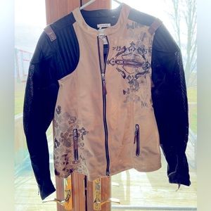 HARLEY DAVIDSON women’s tan & black skull pattern riding jacket size XL
